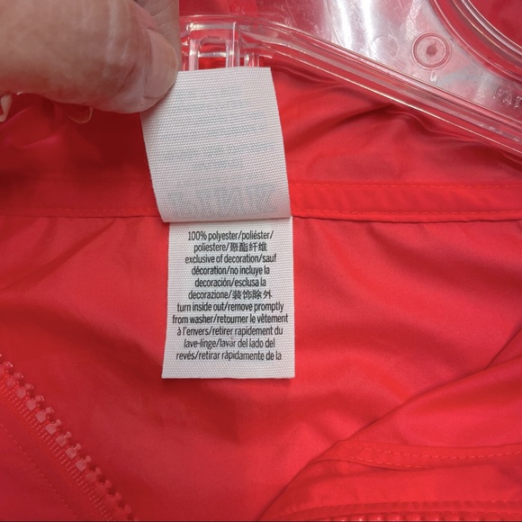 VS Pink Coral Neon Orange Full Zip Hooded Windbreaker Anorak Jacket M/L - Picture 4 of 7